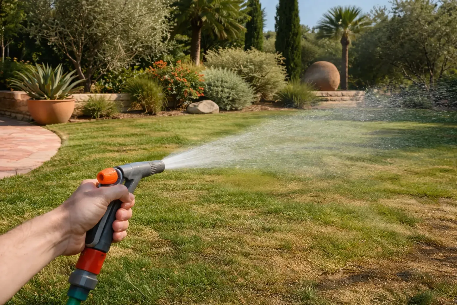 Arrosage d'une pelouse avec une eau de forage ou une eau potentiellement minéralisée