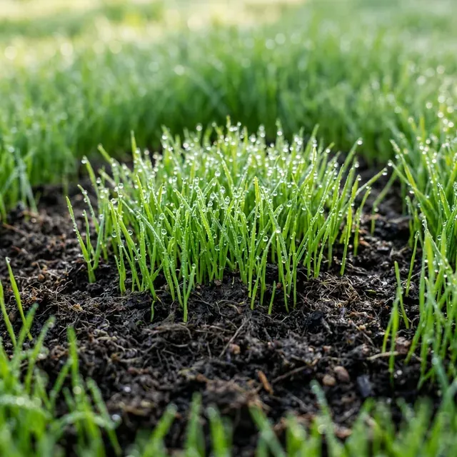 Création de pelouse par semis dans un jardin résidentiel haut de gamme