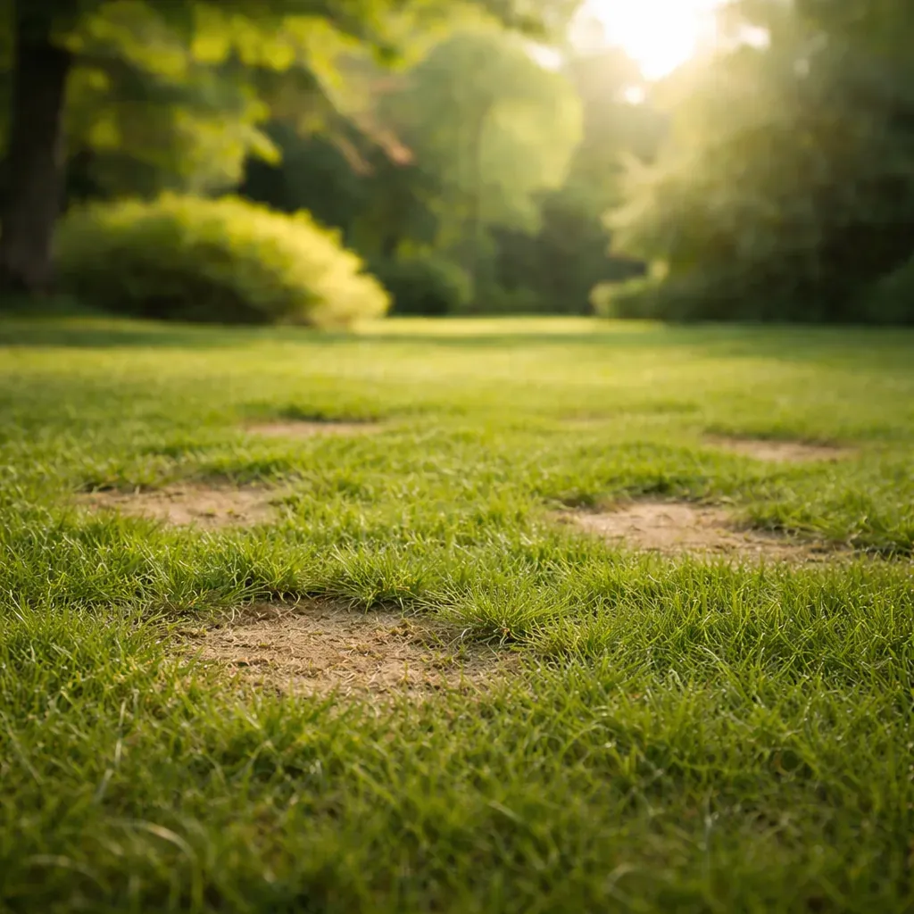 Diagnostic de pelouse avec inspection du gazon et du sol dans un jardin privé