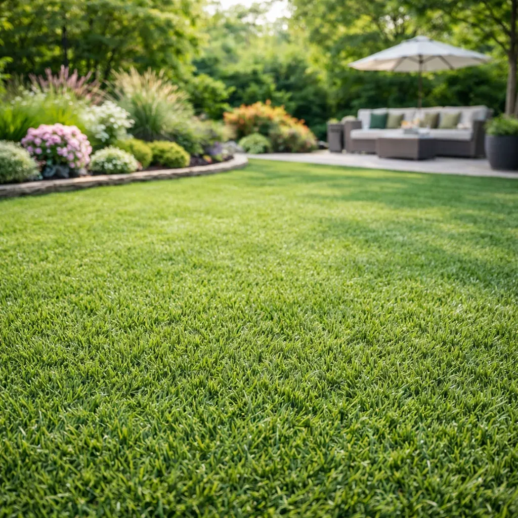 Installation de gazon synthétique premium sur terrasse ou dans un jardin résidentiel